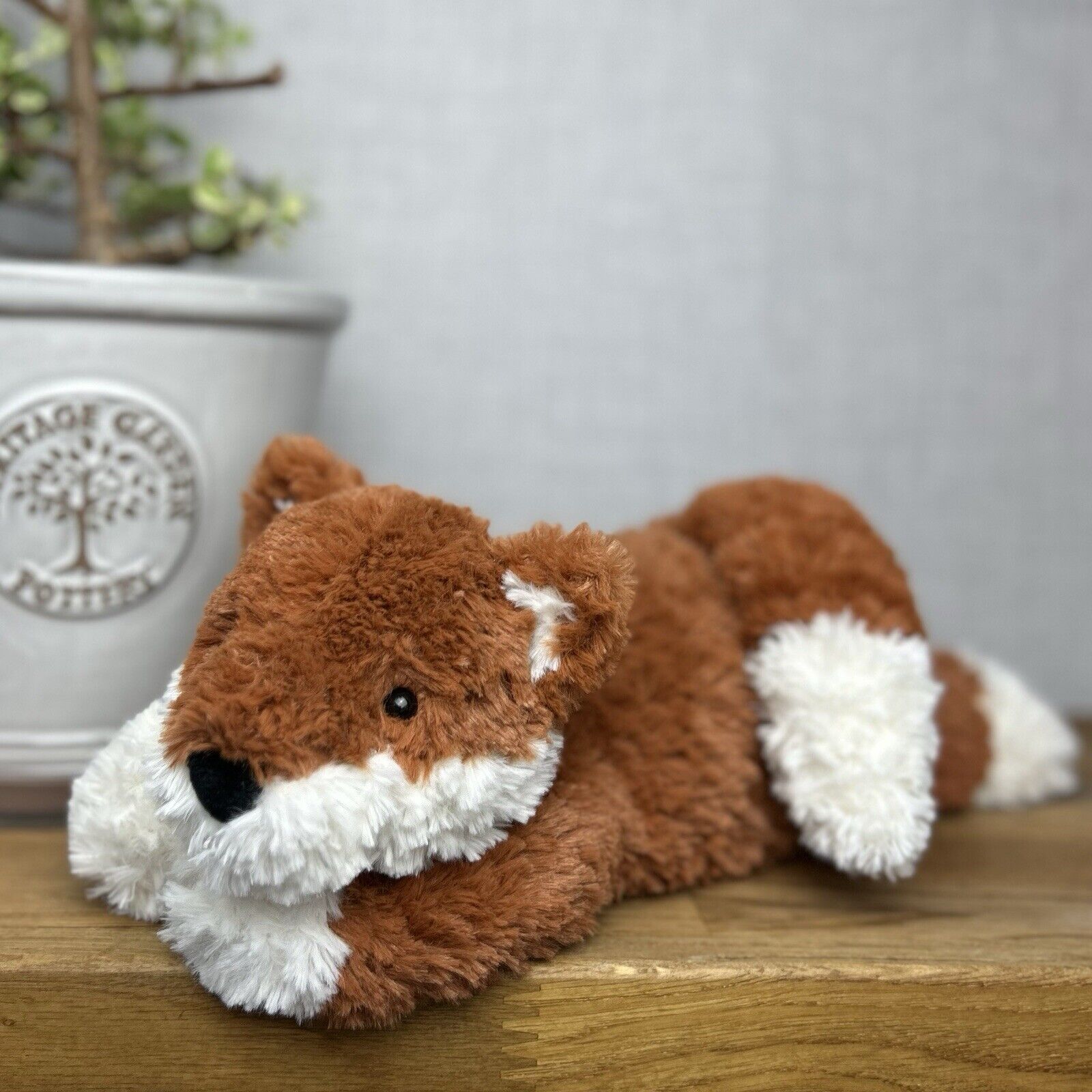 Jellycat Tumblie Fox - Laying Curly Fur Fox Plush Beanie - Lying Fox Medium 12"