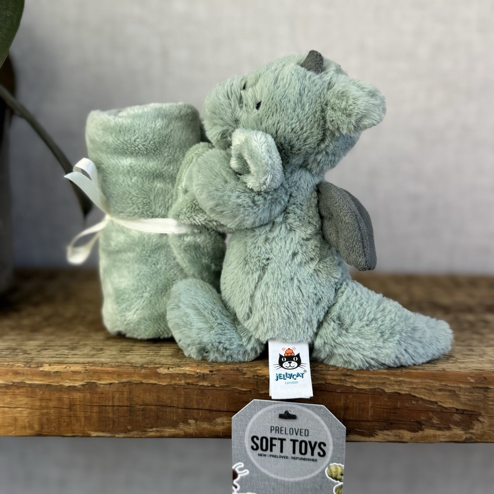 Jellycat Bashful Dragon Soother - Neutral Light Green Comforter Green Plush Toy