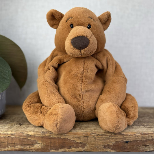 Jellycat Rumpletum Bear - Brown Suede Bear Soft Toy Beanie Retired Medium 14"
