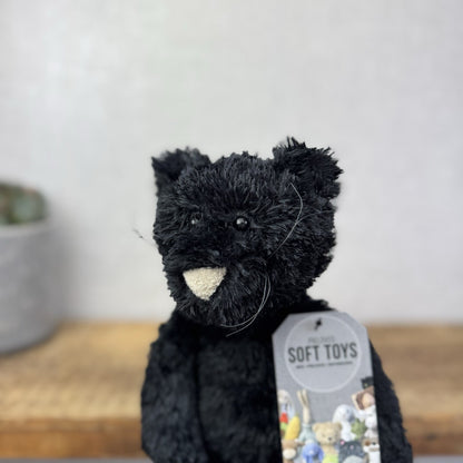 Jellycat Tumbler Cat  - Black Scruffy Bunglie Style Kitten Beanie Plush 10” NWOT