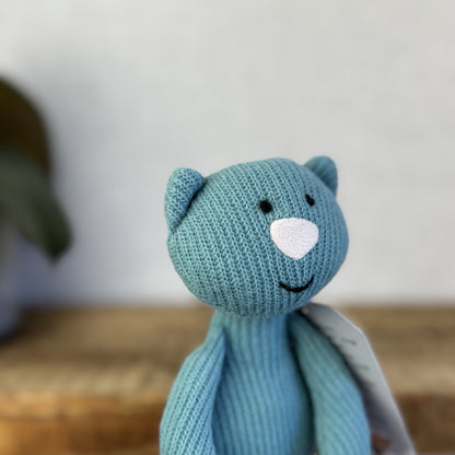 Jellycat Little Cashmina Cat - Blue Knitted Jellycat Kitten Beanie Small 7” Rare