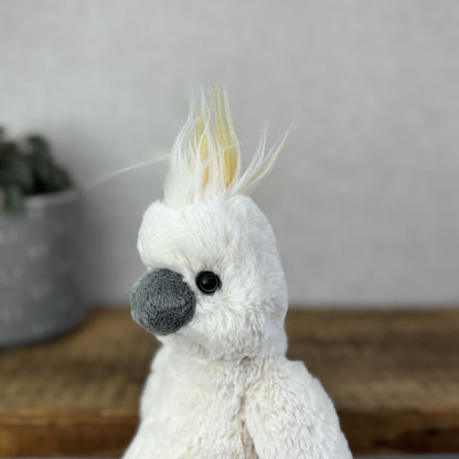 Jellycat Medium Bashful Cockatoo - White Medium Bird Rare Retired Beanbag Plush