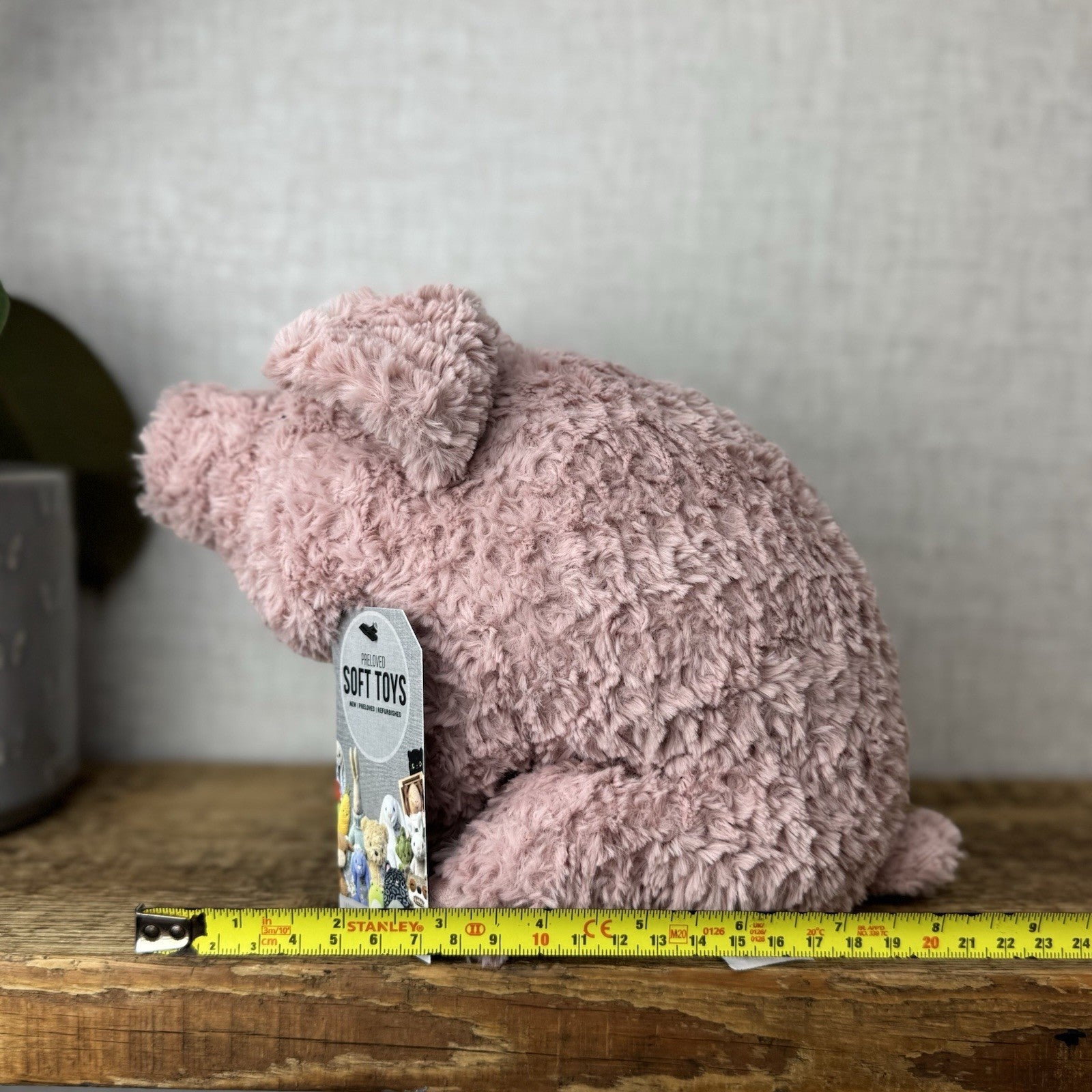 Jellycat Rondle Pig - Large Textured Sitting Pink Piglet Plush Rare Retired 8”