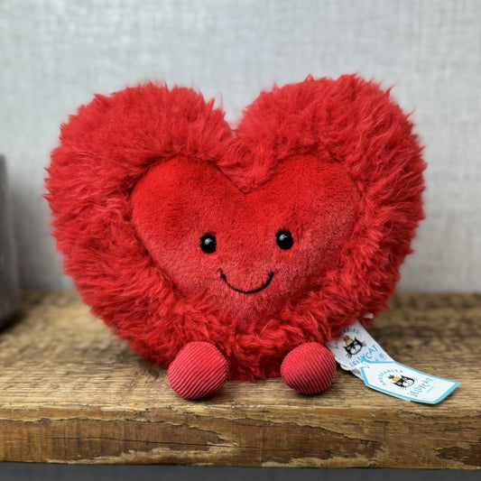 Jellycat Beatie Heart - Valentines Fluffy Red Heart Soft Toy Retired Medium 9"