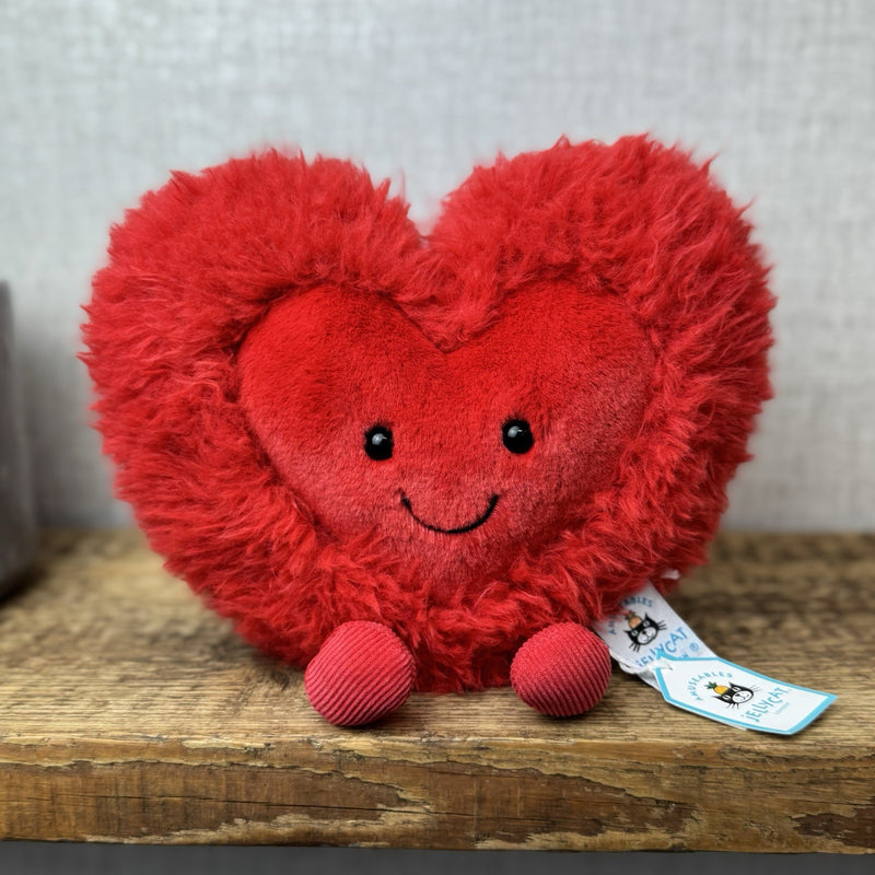 Jellycat Beatie Heart - Valentines Fluffy Red Heart Soft Toy Retired Medium 9"