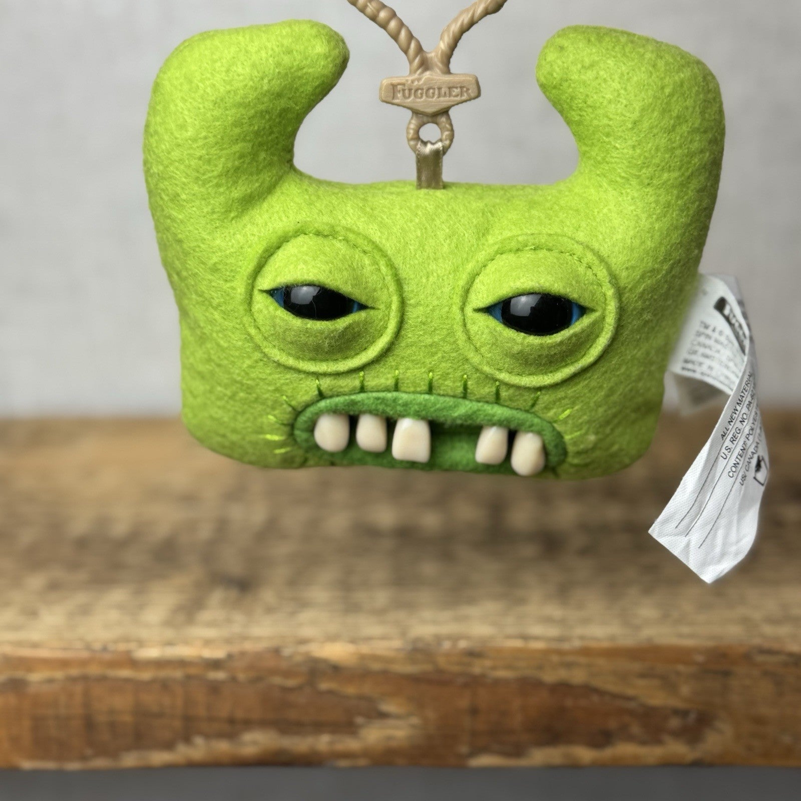 Fuggler  Sir Horns Green Monster Clip Keyring - Green Teeth Felt Retired Keyring