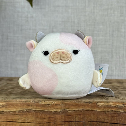 Squishmallow White/Pink Malia Mini Squishville Sea Cow Plush Squishy 2"  Cow 