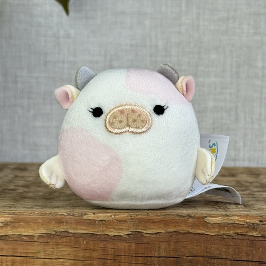 Squishmallow White/Pink Malia Mini Squishville Sea Cow Plush Squishy 2"  Cow 