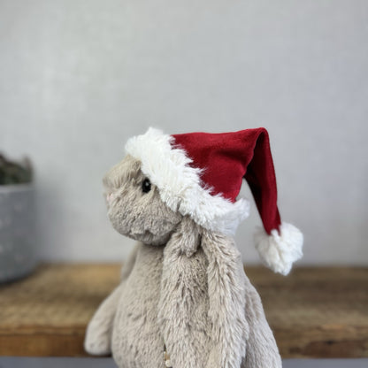 Jellycat Bashful Christmas Bunny - Beige Bunny Christmas Hat NWOT 12"