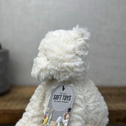 Jellycat Medium Fuddlewuddle Kitty - White Textured Sitting Cat Beanie Plush 8”