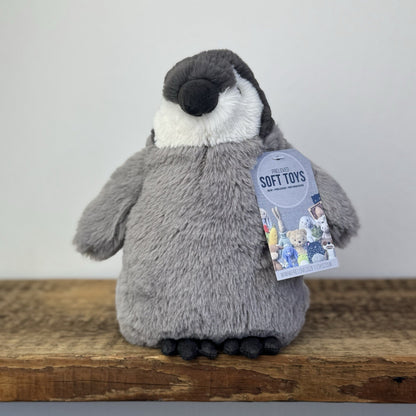 Jellycat Small Percy Penguin - Small Grey Fluffy Penguin Soft Toy Beanie 8"