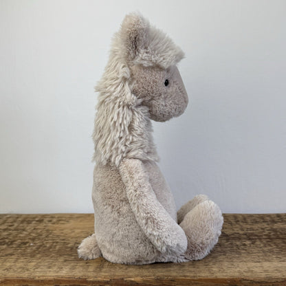 Jellycat Medium Bashful Llama Soft Toy Plush - Rare & Retired Beige Seated 12"