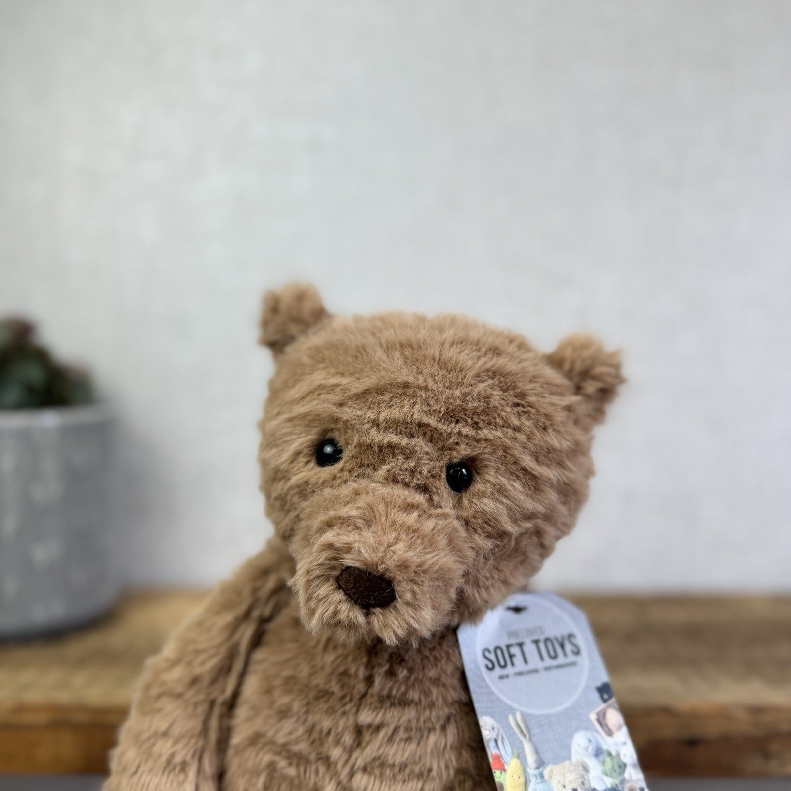 Jellycat Cocoa Bear - Medium Brown Textured Bear Beanie Plush Toy Retired 12"
