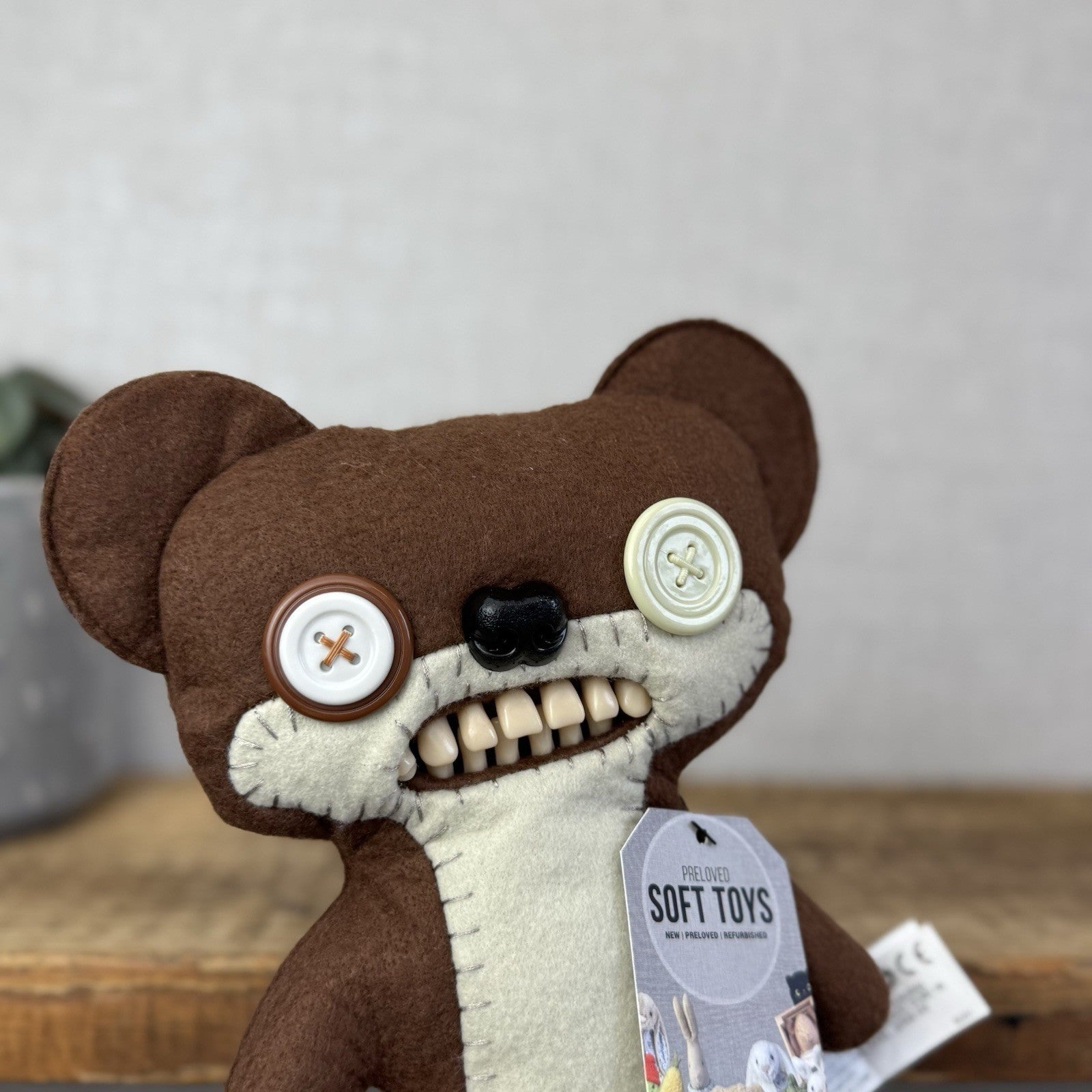 Fuggler Teddy Bear Nightmare Funny Ugly Monster Brown Mr Buttons Rare Retired