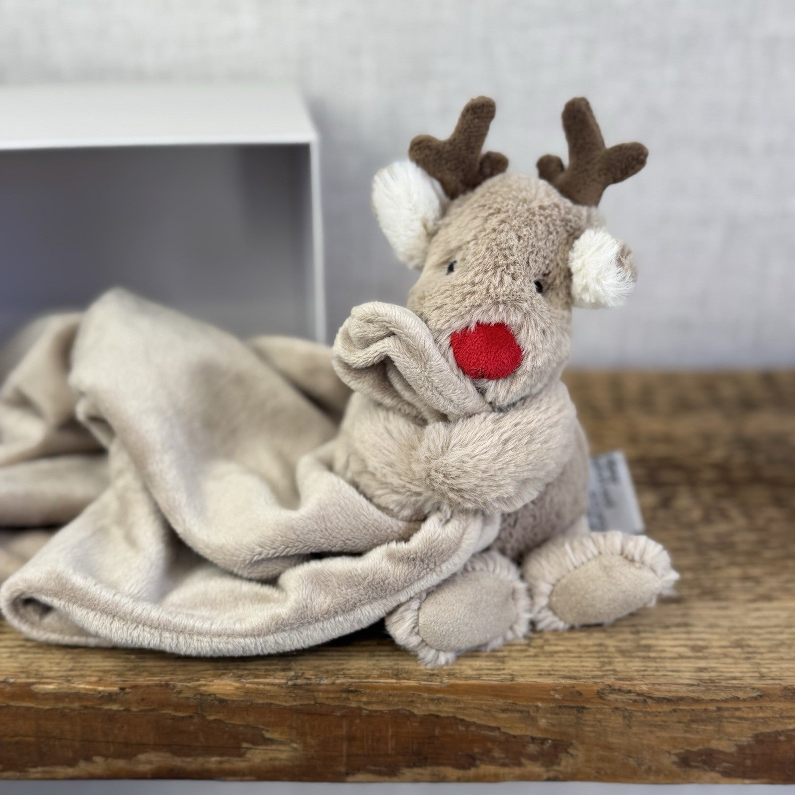 John Lewis X Jellycat Baby Gift Box Set Reindeer Christmas Soother & Rattle Ring