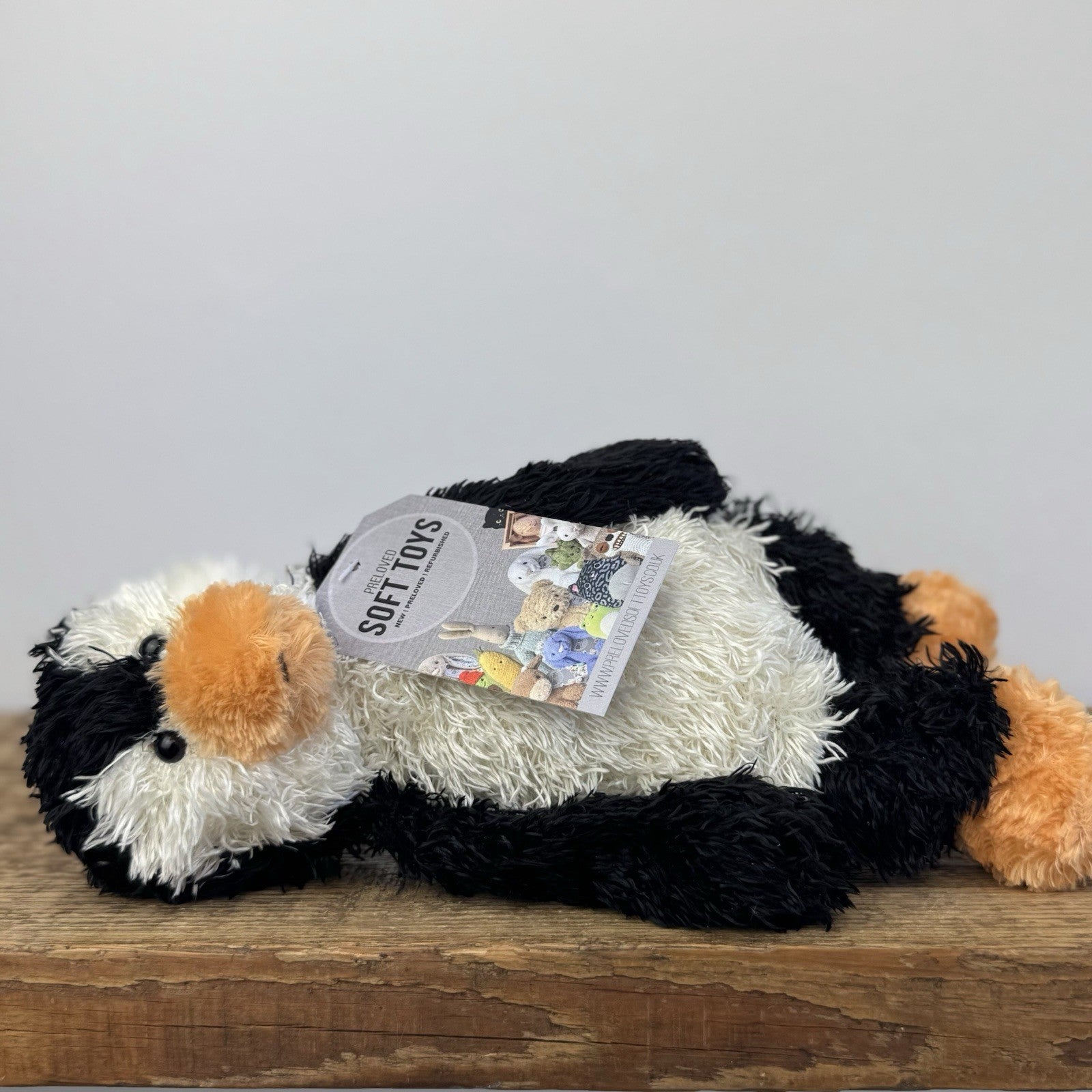 Jellycat Small Bunglie Penguin - Black/White Curly Fur Beanie Penguin Bird 11"
