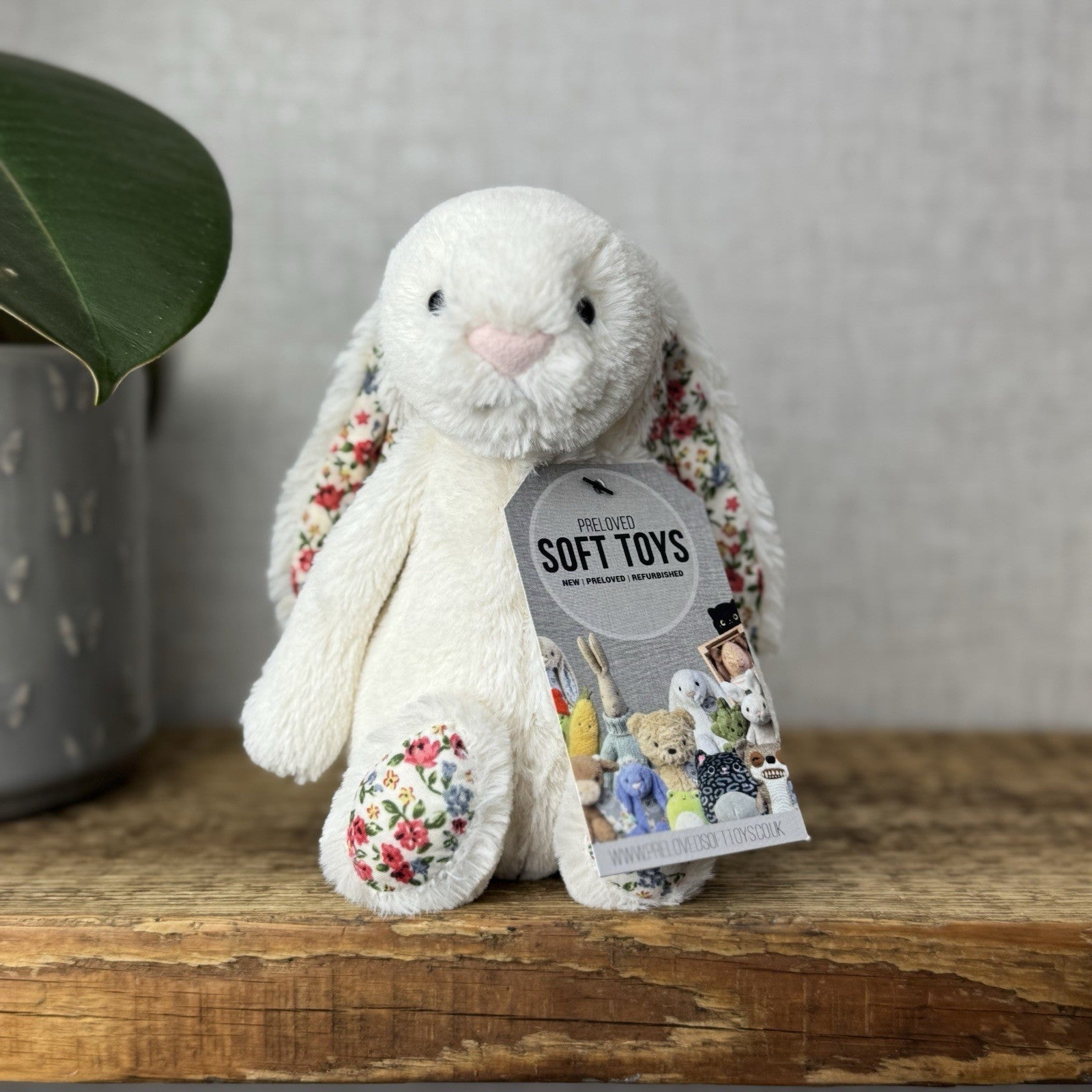 Jellycat Small Bashful Cream Blossom - Cream Bunny Floral Ears & Feet 8” (#2)