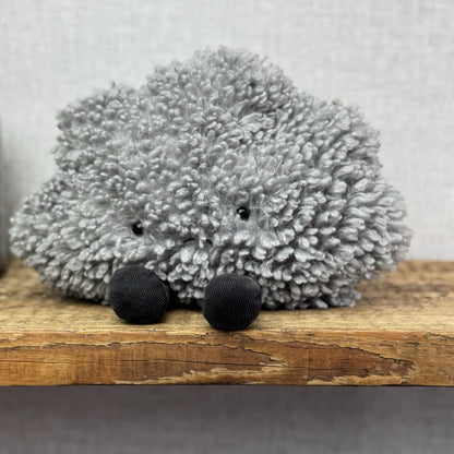 Jellycat Amuseable Storm Cloud - Grey Grumpy Cloud Plush Beanie NWT 10"