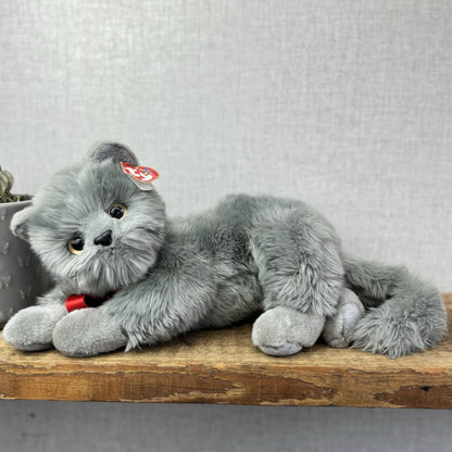 TY Beanie Buddy - BEANI Grey Fluffy Cat (Paper Tag Damaged) Amazing Rare 11"