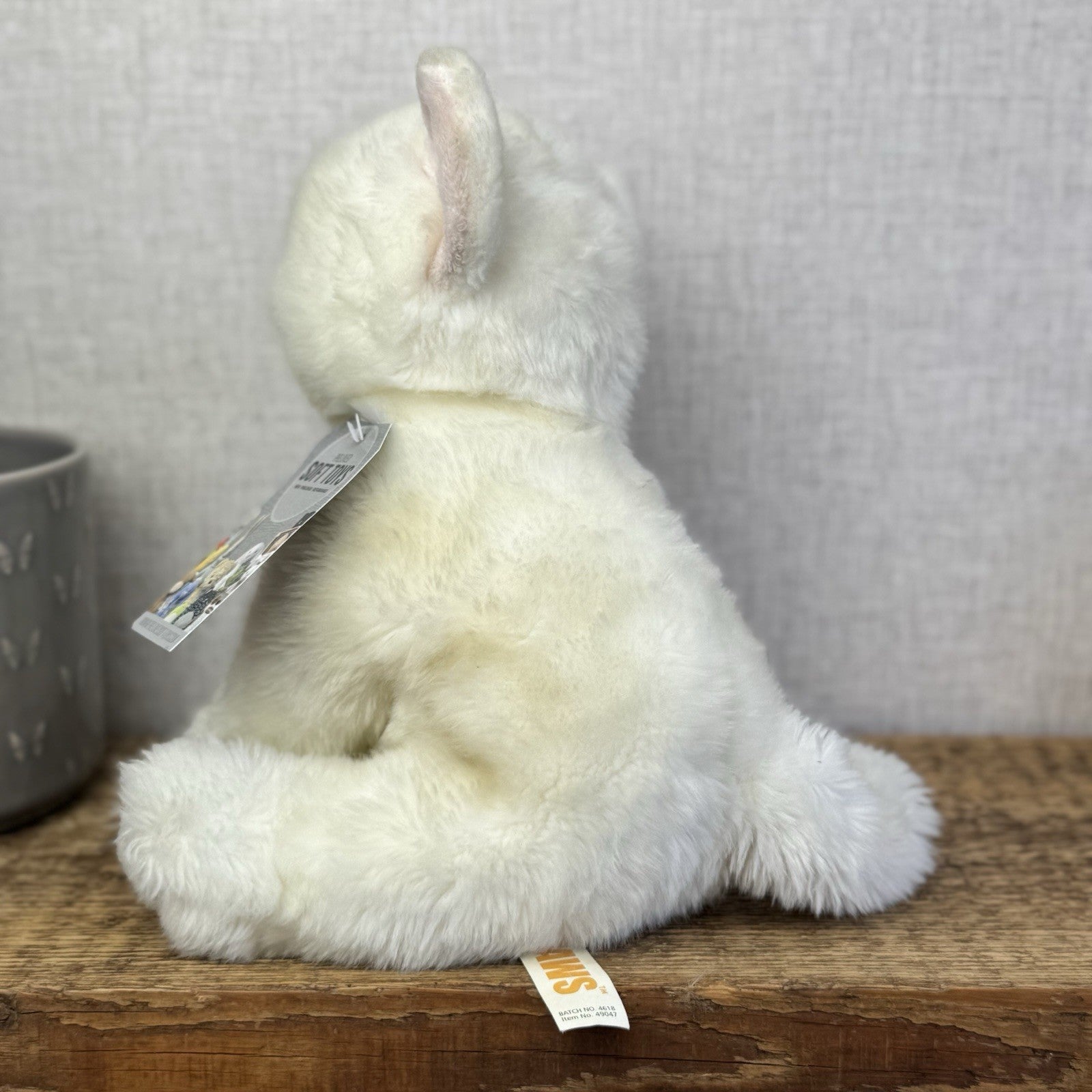 Paws White Short Haired Fluffy Cat Beanie Blue Eyes Realistic Cat Toy 12"
