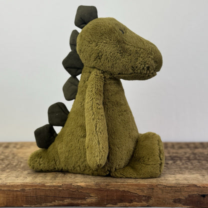 Jellycat Medium Bashful Dinosaur - Dark Green Beanie Dino Retired Rare 12”
