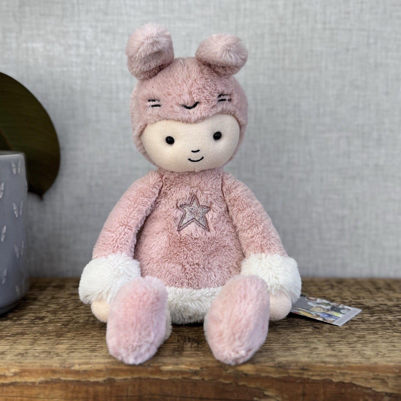 Jellycat Perky Bunny Hop - Pink Rabbit Doll Soft Toy Baby Pink Beanie Rare 12”