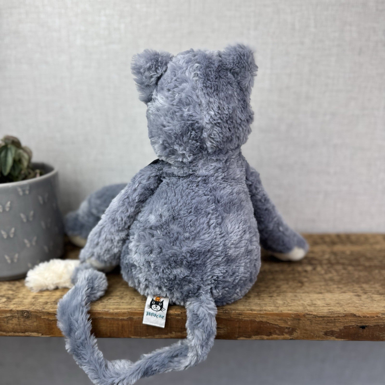 Jellycat Medium Pickles Cat - Vintage Grey Cat Beanie Retired (imperfect) 18"