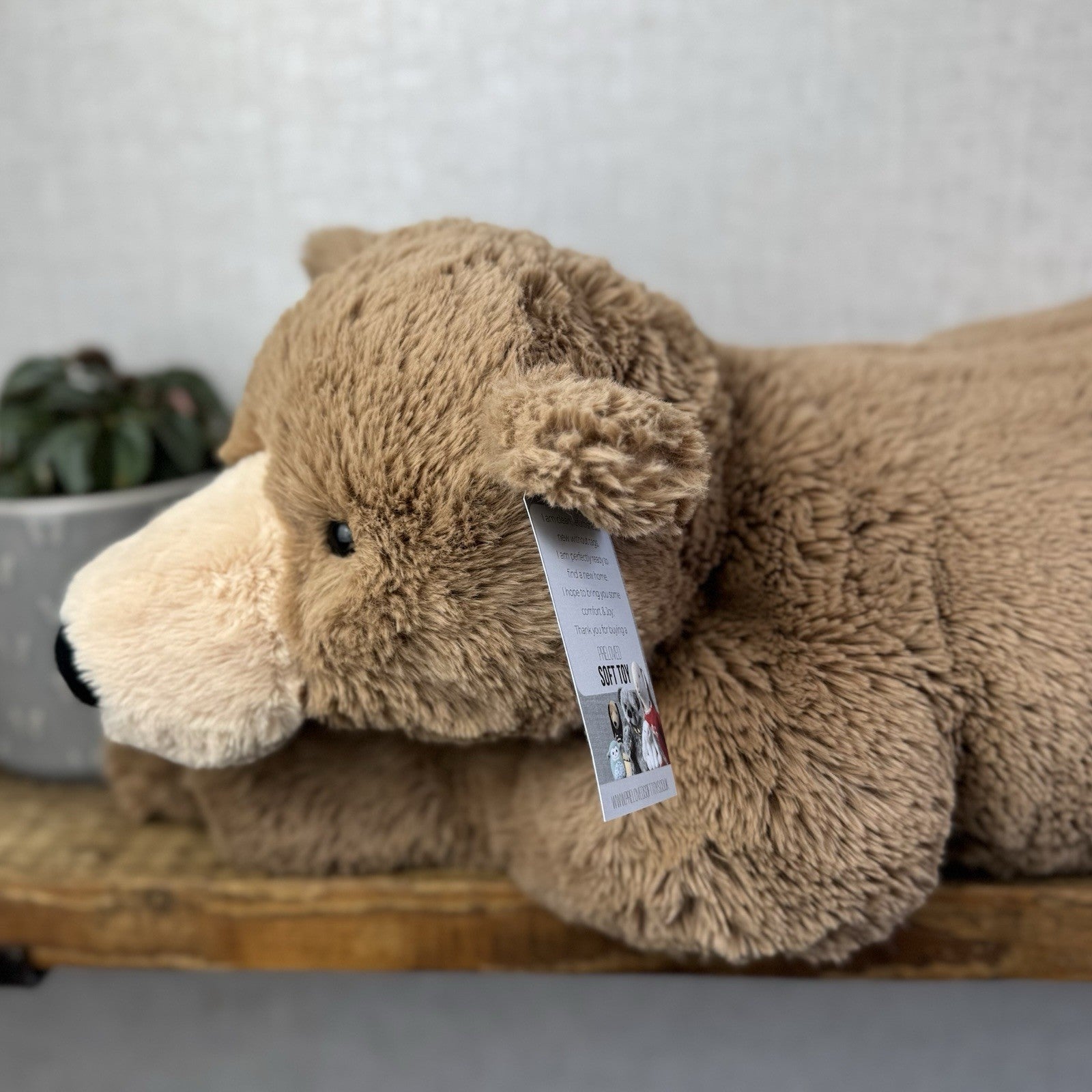 Jellycat Large Laying Woody Bear - Huge Brown Beanie Bear Large Retired 25”