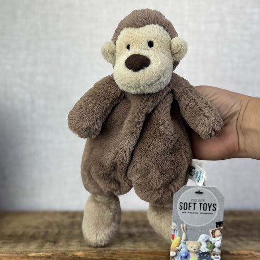 Jellycat Bashful Monkey Soother - Boubou Soft Comforter Baby Soft toy 9”