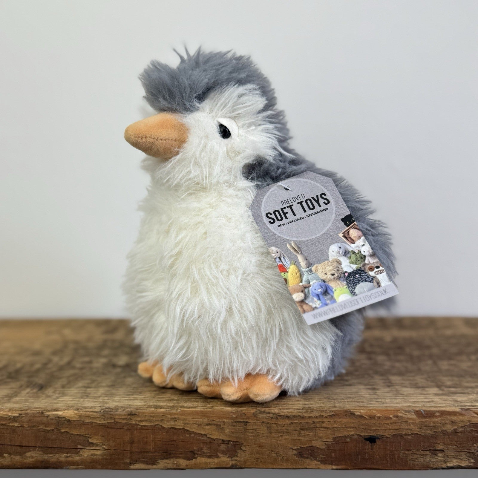 Jellycat Small Rolbie Penguin - Fluffy Grey Plump Penguin Beanie Retired 8"