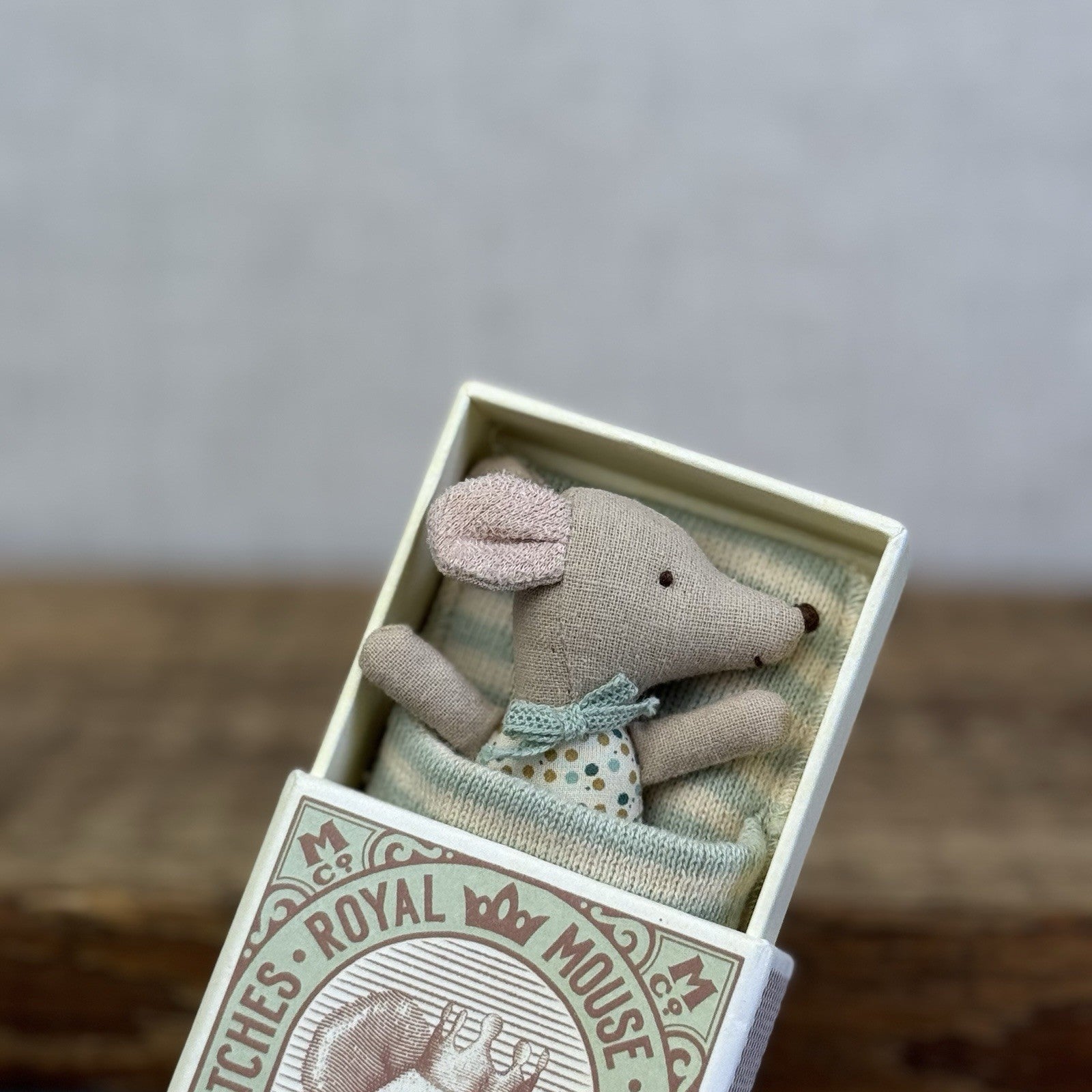 Maileg Sleepy/Wakey Baby Mouse In Matchbox - Royal Mouse Baby New