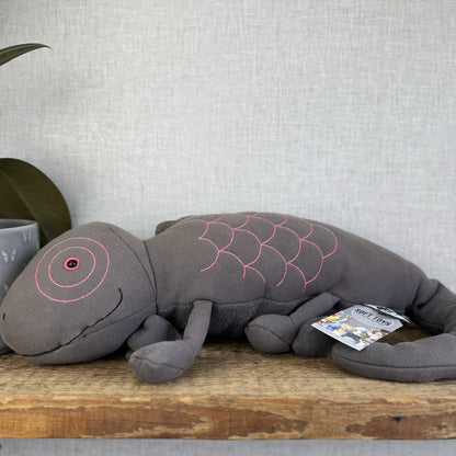 Jellycat Zaggy Chameleon - Green Chameleon Soft Toy Beanie Large Grey/Pink 19”