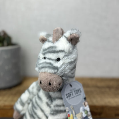 Jellycat Medium Fluffles Zebra - Retired Fluffy Grey/White Zebra Plush 12" 
