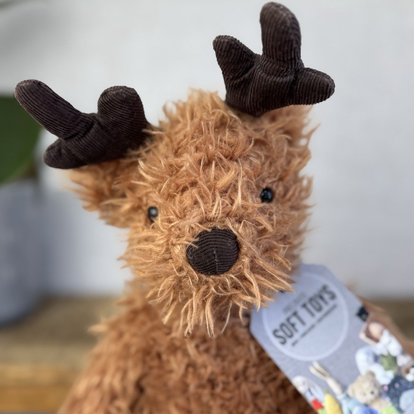 Jellycat Pudding Reindeer - Curly Haired Deer Beanie Plush Retired Rare 12"