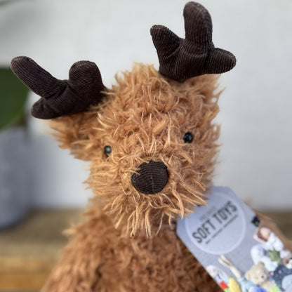 Jellycat Pudding Reindeer - Curly Haired Deer Beanie Plush Retired Rare 12"
