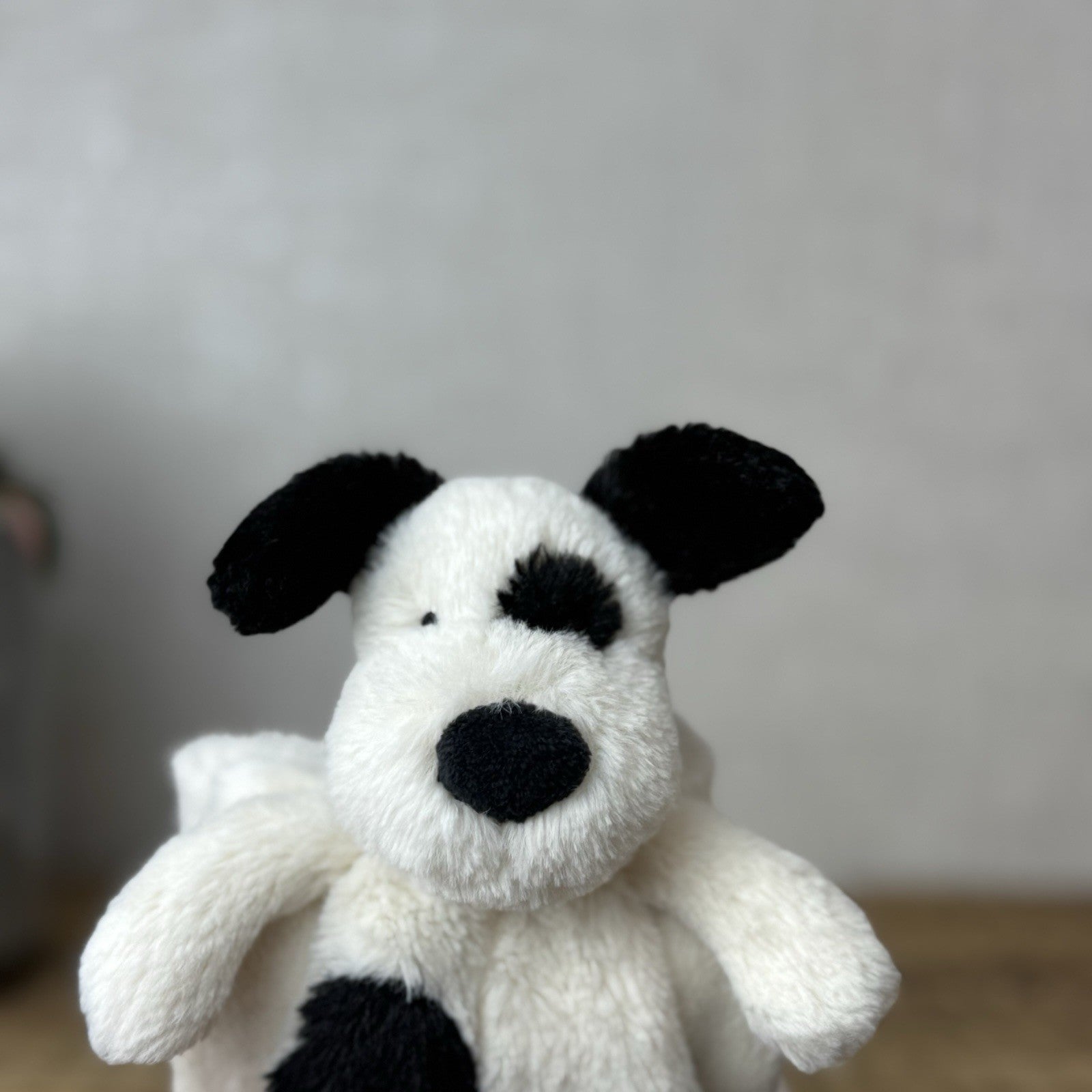 Jellycat Bashful Puppy Roll Over Comforter - Bashful Black & White Dog Soother