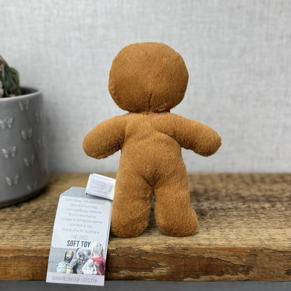 Jellycat Small Jolly Gingerbread Fred - Older Style Red Bow Gingerbread Plush 9"
