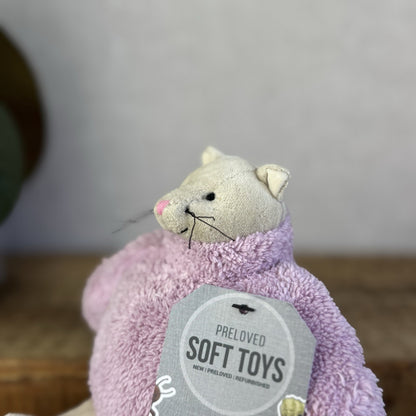 Jellycat Poloneck Peeker Cat Kitten - Lilac Jumper Cute Vintage Beanie 5”