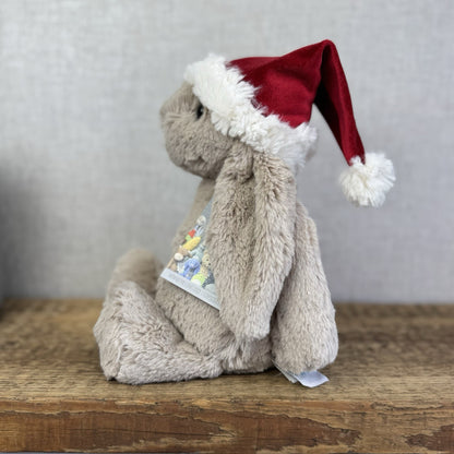 Jellycat Bashful Christmas Bunny - Beige Bunny Christmas Hat NWOT 12"