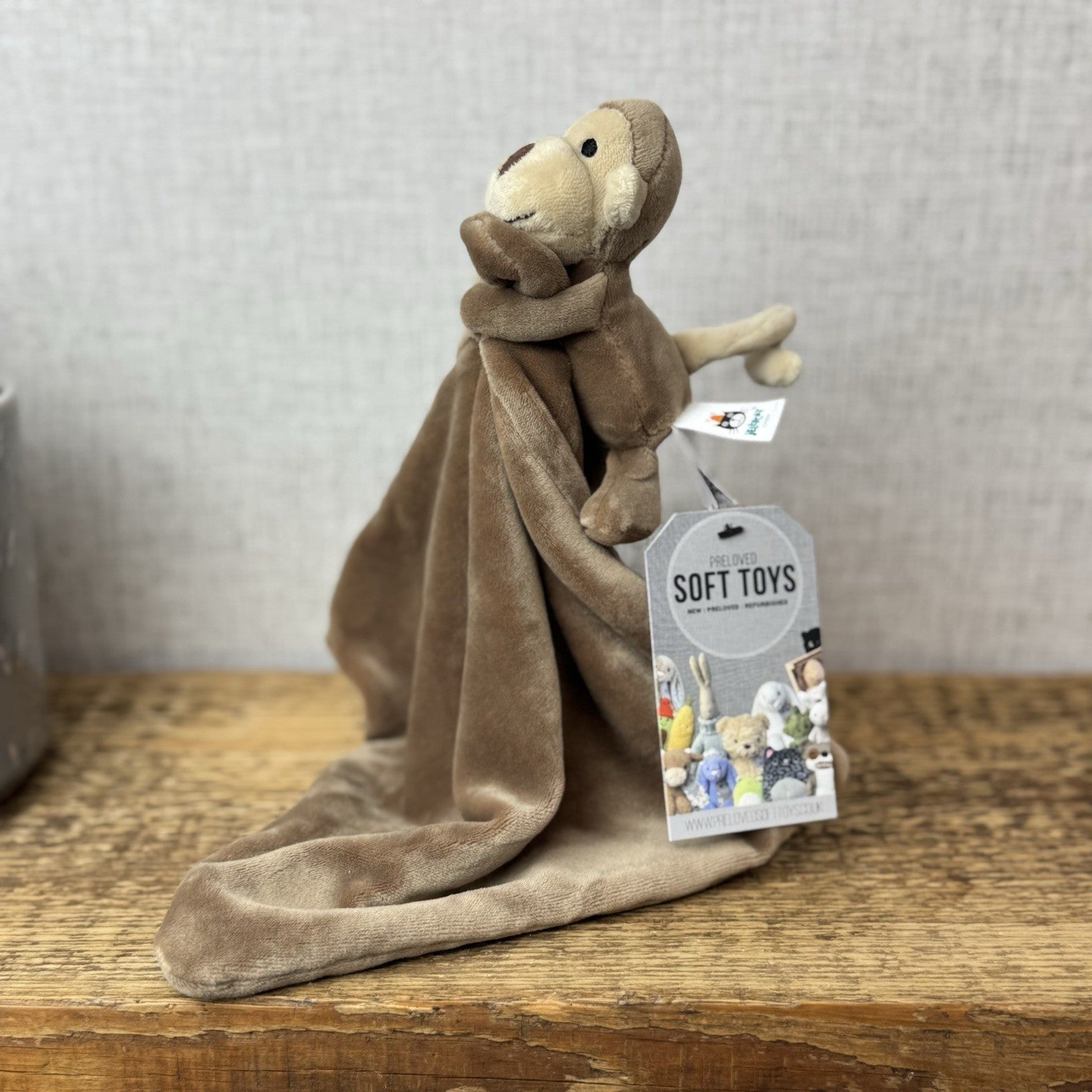 Jellycat My First Monkey Soother - Monkey Comforter Toy (no Box) Brown Velour 8”