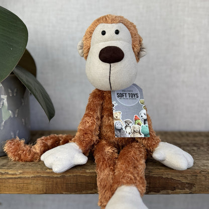Jellycat Doolally Monkey Chimp Vintage Fluffy Orange Monkey Beanie Plush