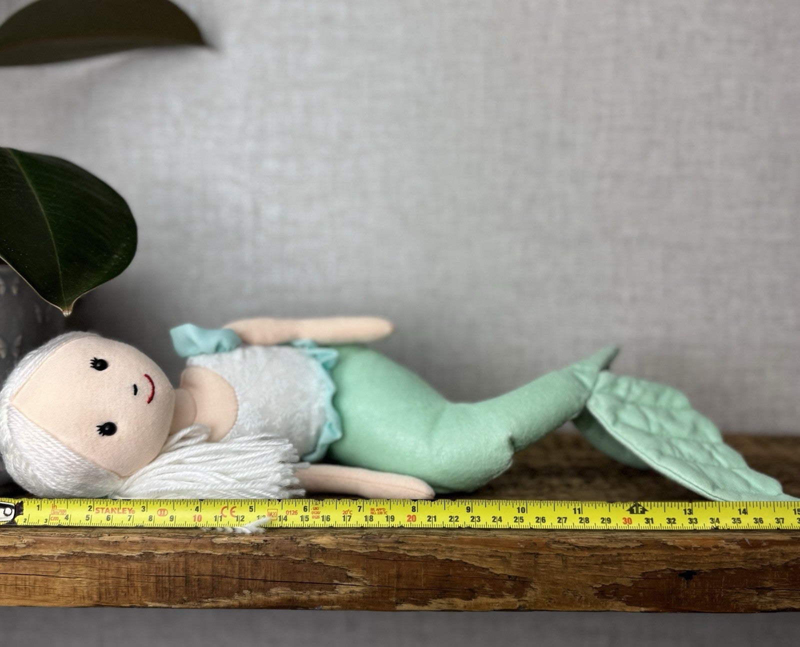 Jellycat London Maddie Shellbelle Mermaid Plush Doll Vinyl Green Tail Rare 16"