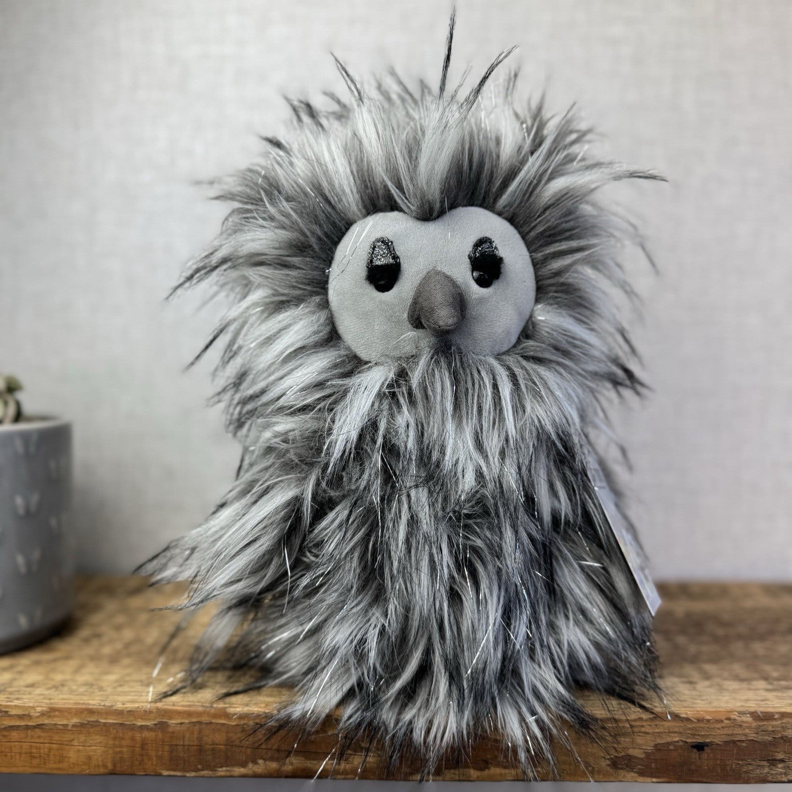 Jellycat Gloria Owl - Large Fluffy Owl Rare Retired Grey/Silver Sparkly Bird 12"
