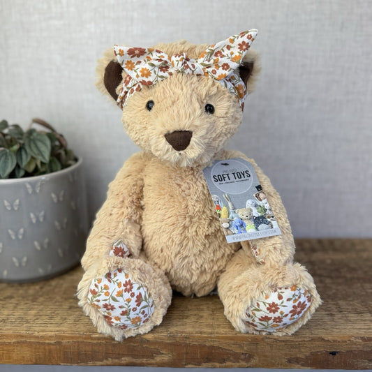 Jellycat "Autumn" Bear - Custom Edward Bear Soft Toy Blossom Print Paws 12" OOAK