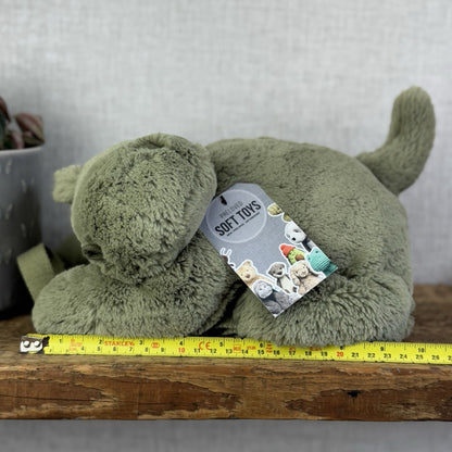 Jellycat Huggady Dino Bag - Green Dinosaur Rucksack Soft Toy Bag Retired NWOT