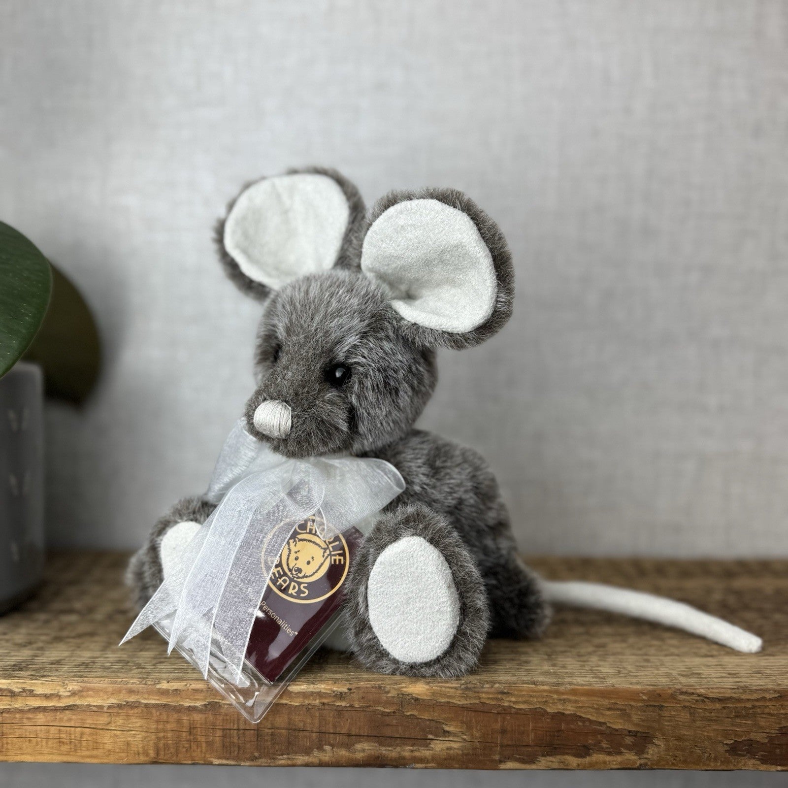 Charlie Bear Yarg Mouse - Small Mouse Charlie Bear 5 Way Jointed With Bow & Tag