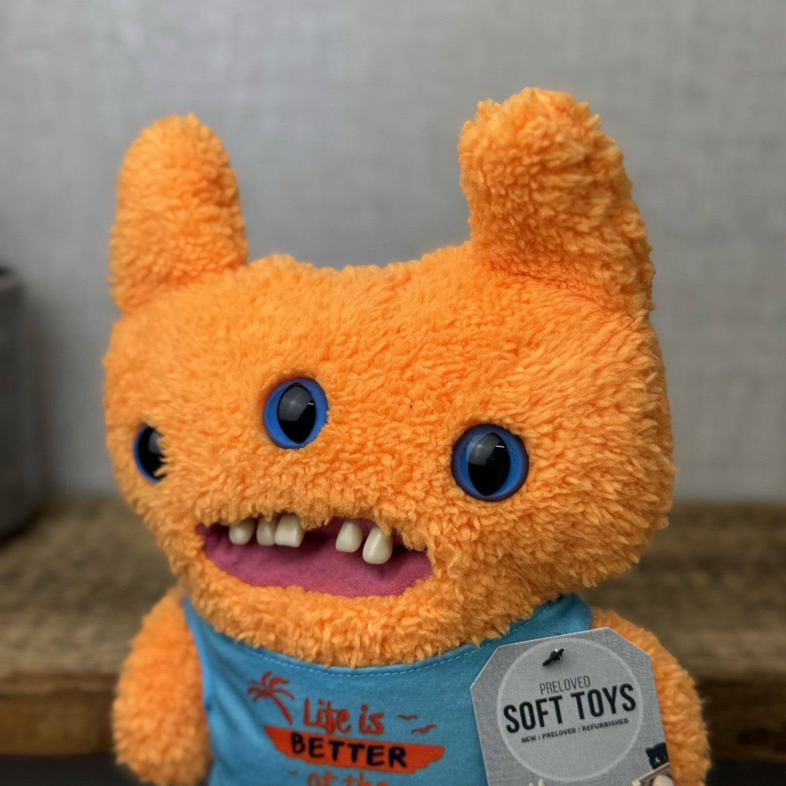 Fuggler Vacey Vibes Reek-O Orange Funny Ugly Monster Cute Fluffy Three Eyes