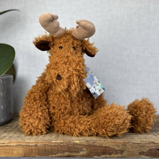 Jellycat Monty Moose - US Exclusive Curly Moose Reindeer Plush Beanie Rare 16"