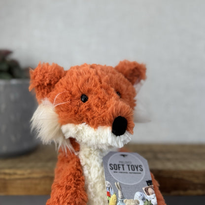 Jellycat Crumble Fox Orange Soft Plush Toy - Textured Red Fox Beanie Plush 12"