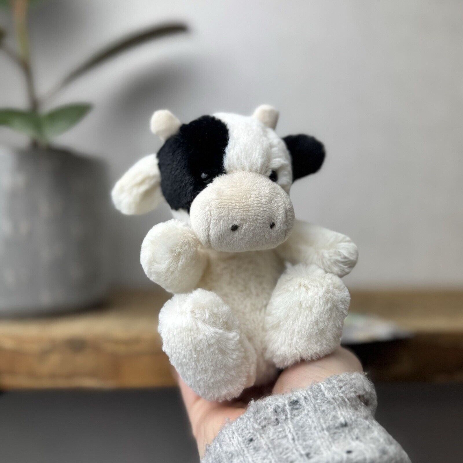 Jellycat Poppet Cow/calf - Cream Black Cow Tiny Pocket Pal Retired 5”